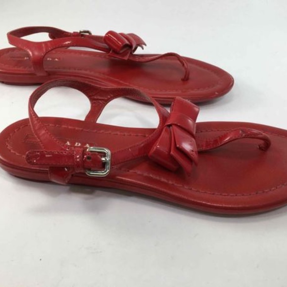 Prada Authentic Red Sandals Size 37.5 - Picture 7 of 16